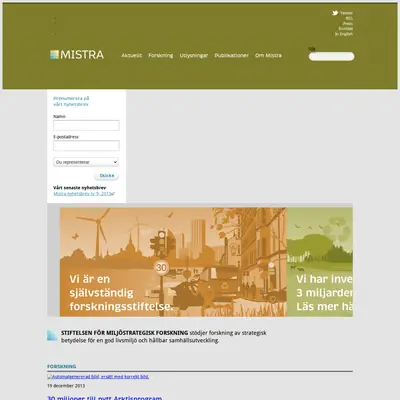 Mistras nyhetsbrev startsida 2014