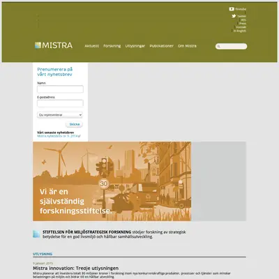 Mistras nyhetsbrev startsida 2015