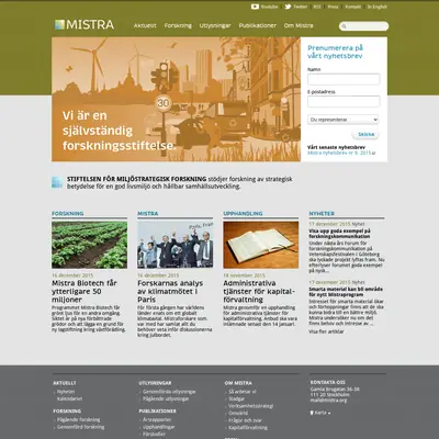 Mistras nyhetsbrev startsida 2016