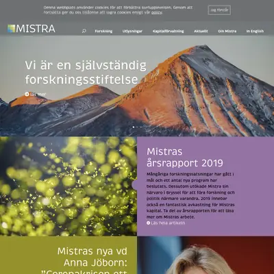 Mistras nyhetsbrev startsida 2020