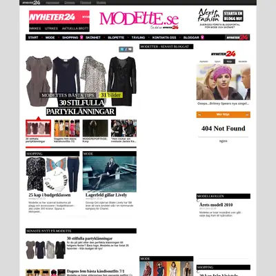 www.modette.se startsida 2011
