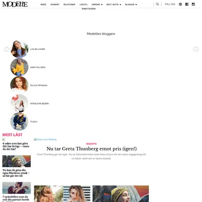 www.modette.se startsida 2020