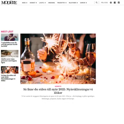 www.modette.se startsida 2022