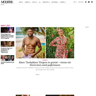 www.modette.se startsida 2023