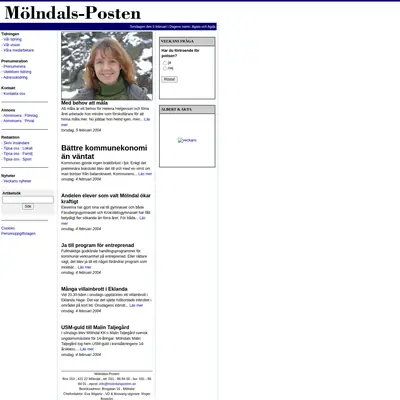 molndalsposten.se startsida 2004