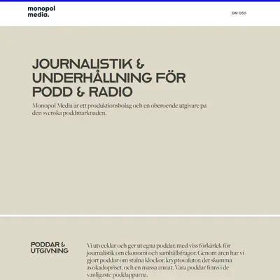 Monopol Media, www.monopolmedia.se startsida 2022