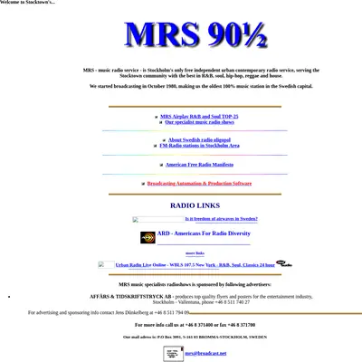 MRS 90 ½ startsida 1999