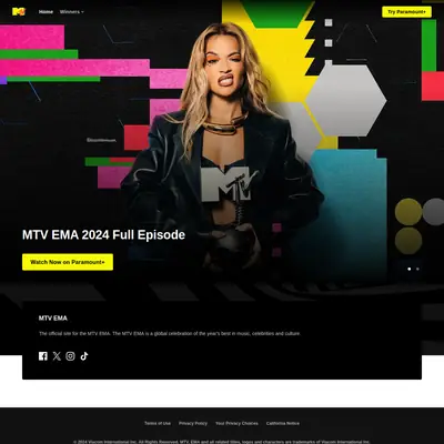 MTV EMA startsida 2026