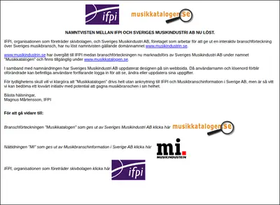 musikindustrin.se startsida 2004