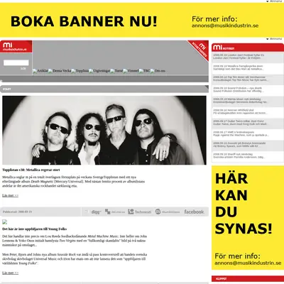 musikindustrin.se startsida 2008