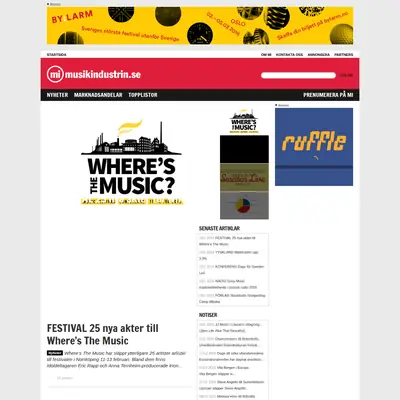 musikindustrin.se startsida 2016