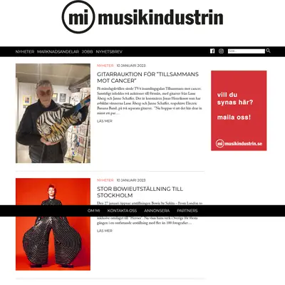 musikindustrin.se startsida 2023