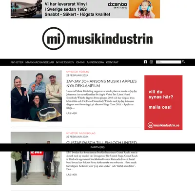musikindustrin.se startsida 2024