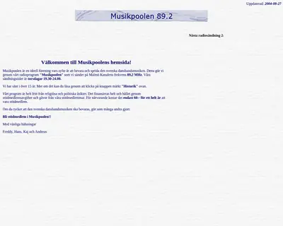 Musikpoolen startsida 2004