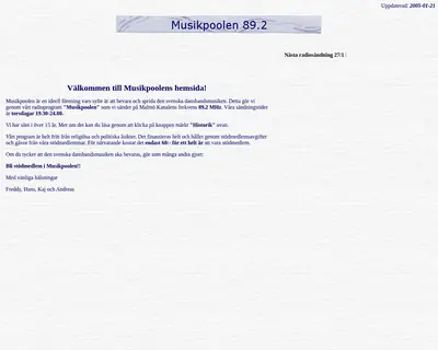 Musikpoolen startsida 2005