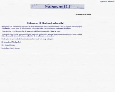 Musikpoolen startsida 2006
