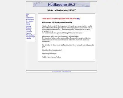 Musikpoolen startsida 2007