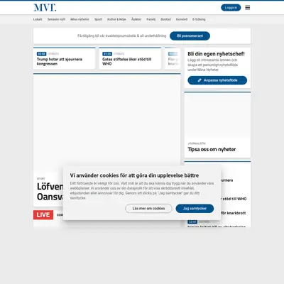 mvt.se startsida 2020
