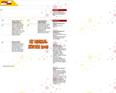 mycketnöje.se startsida 2002