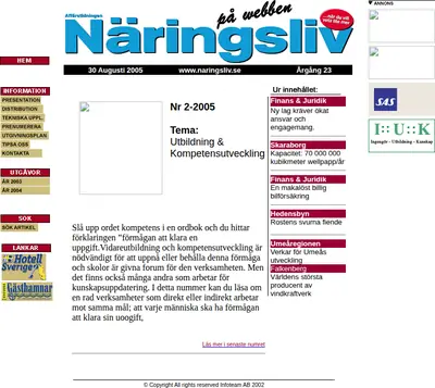 Affärstidningen Näringsliv startsida 2006