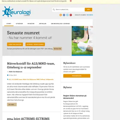 Neurologi i Sverige startsida 2014