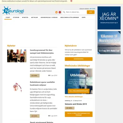 Neurologi i Sverige startsida 2019