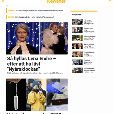 Newsner.com startsida 2020
