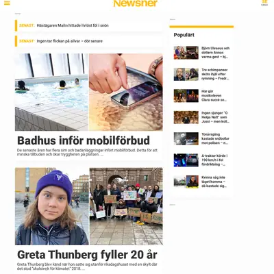 Newsner.com startsida 2023