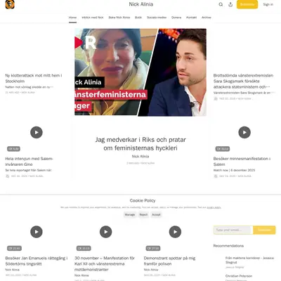 nickalinia.se startsida 2026