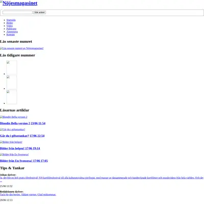 Nöjesmagasinet startsida 2008