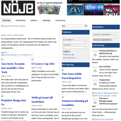 Nöjesmagasinet startsida 2011