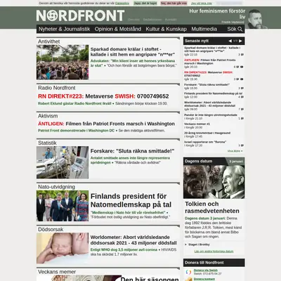 Nordfront TV startsida 2022