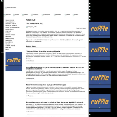 Nordic Life Science startsida 2012