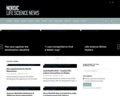Nordic Life Science startsida 2018