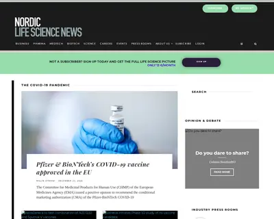 Nordic Life Science startsida 2021