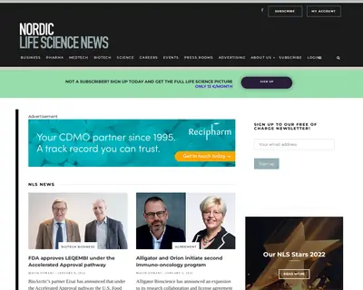 Nordic Life Science startsida 2023