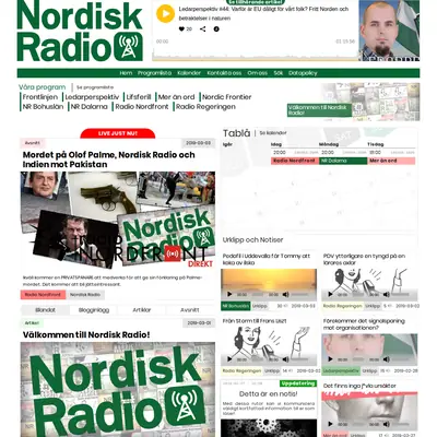 Nordisk Radio startsida 2019