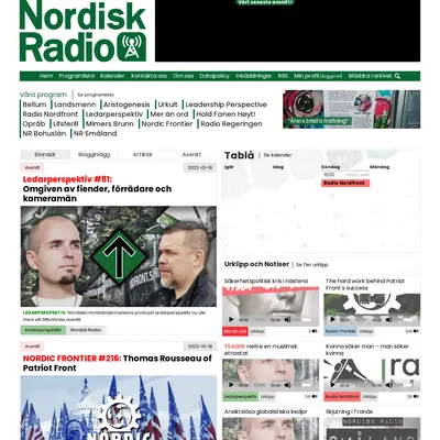 Nordisk Radio startsida 2022