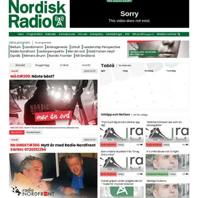 Nordisk Radio startsida 2024