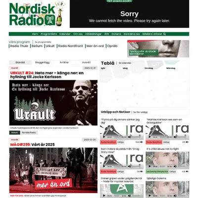 Nordisk Radio startsida 2026