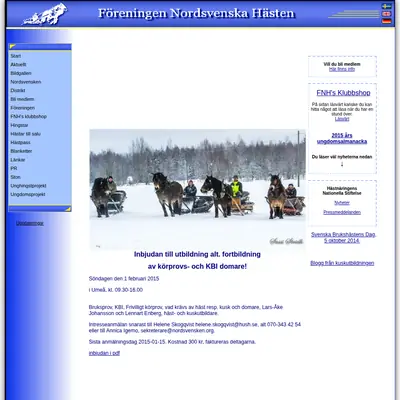 Tidningen Nordsvenska Hästen startsida 2015