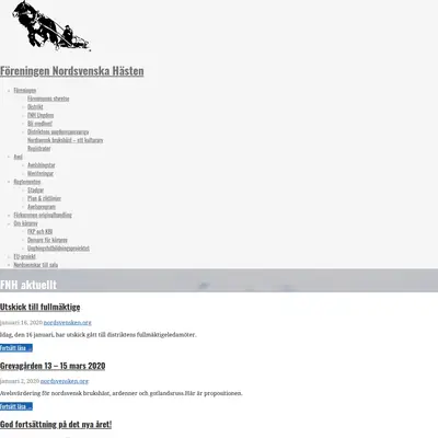 Tidningen Nordsvenska Hästen startsida 2020