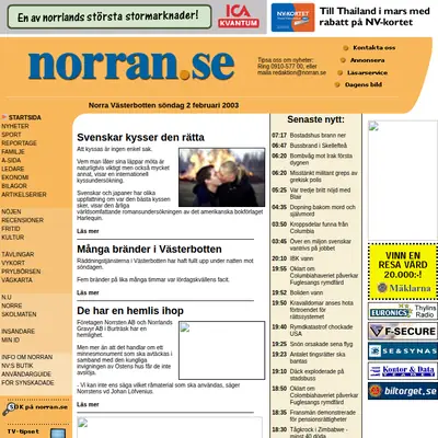 Norran startsida 2003