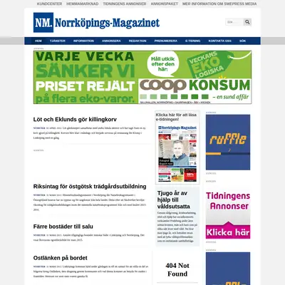 Norrköpings Magazinet startsida 2015