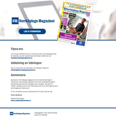 Norrköpings Magazinet startsida 2022