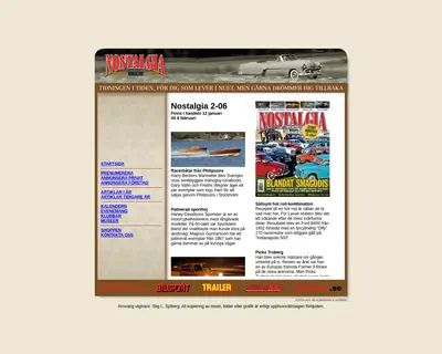 Tidningen Nostalgia, www.nostalgiamagazine.se startsida 2006