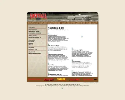 Tidningen Nostalgia, www.nostalgiamagazine.se startsida 2008