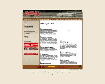 Tidningen Nostalgia, www.nostalgiamagazine.se startsida 2009