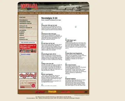 Tidningen Nostalgia, www.nostalgiamagazine.se startsida 2014