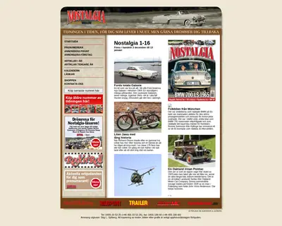 Tidningen Nostalgia, www.nostalgiamagazine.se startsida 2016